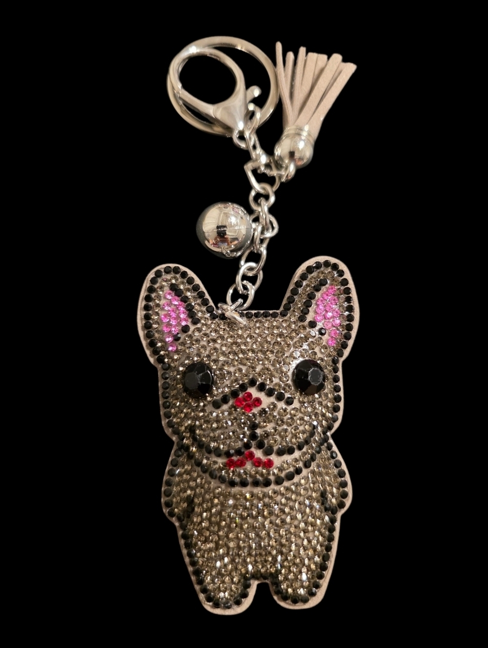 Sparkling French Bulldog Keychain with Rhinestones